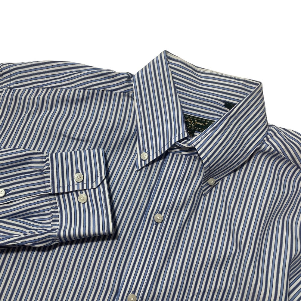 Bobby Jones‎ 15.5 - 16 Medium Button Up Blue Stripe 100% Cotton Boone Valley
